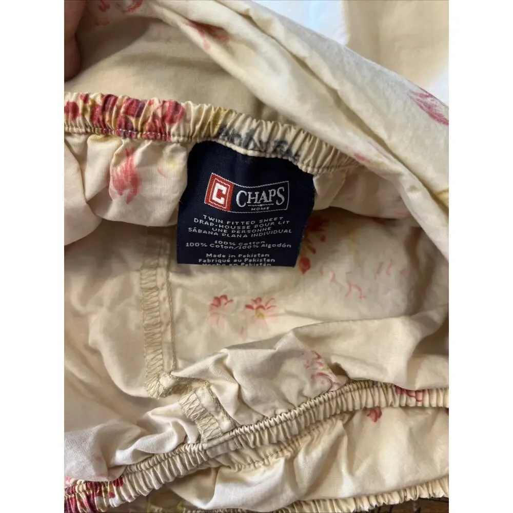 Vtg Chaps Essex Garden Cottage Shabby Rose Floral Sheet Set Twin Ralph Lauren